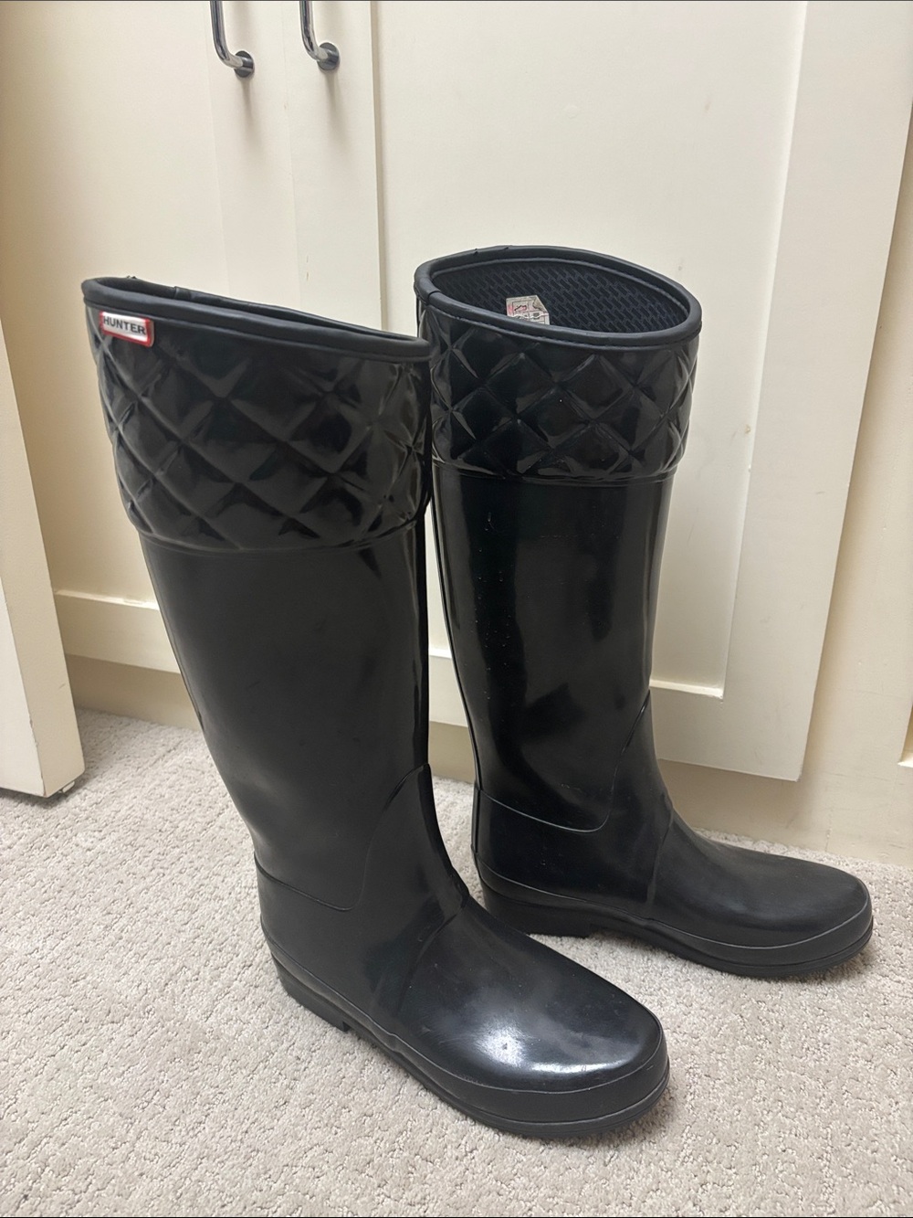 Hunter Quilted Cuff Tall Rain Boots in Black